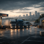 Tension à la station-service pendant le crépuscule